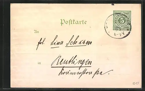 Vorläufer-Lithographie Herrenberg, 1895, Rathaus und Kirchturm, Ortsansicht