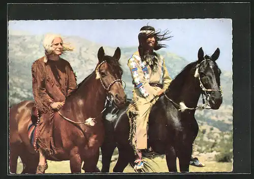 AK Filmszene aus Karl May-Film Winnetou, Winnetou und Klekih-Petra