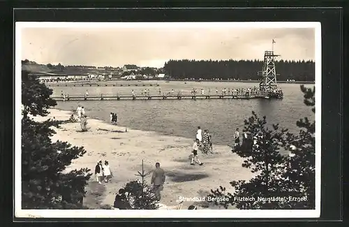 AK Neustädtel /Erzgeb., Strandbad Bergsee Filzteich