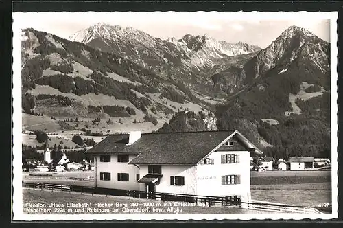 AK Oberstdorf /Bayr. Allgäu, Pension Haus Elisabeth in Fischen-Berg mit Entschenkopf, Nebelhorn & Rubihorn