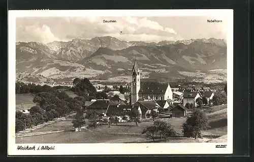 AK Blaichach i. Allgäu, Ortspartie mit Kirche, Daumen u. Nebelhorn
