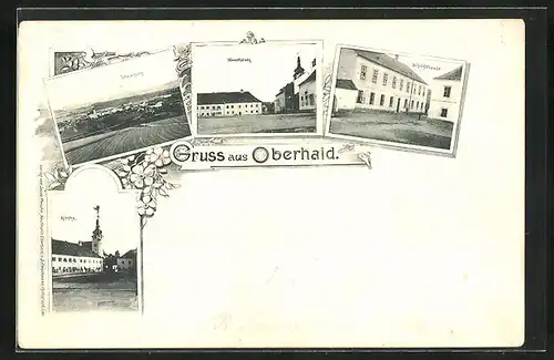 AK Oberhaid, Hauptplatz und Schulgebäude