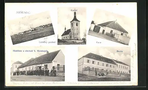 AK Mysenec, Kostel, Fara, Skola