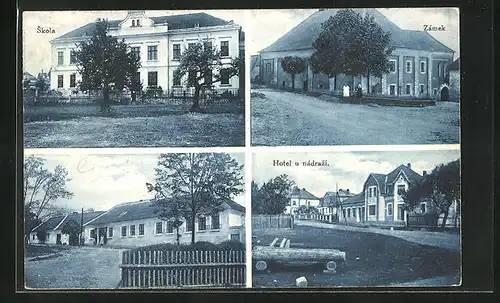 AK Cizova, Skola, Zamek, Hotel u nadrazi