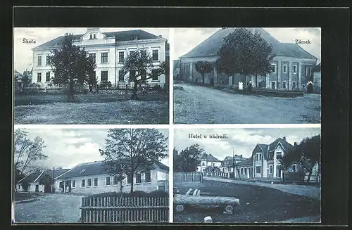 AK Cizova, Skola, Zamek, Hotel u nadrazi