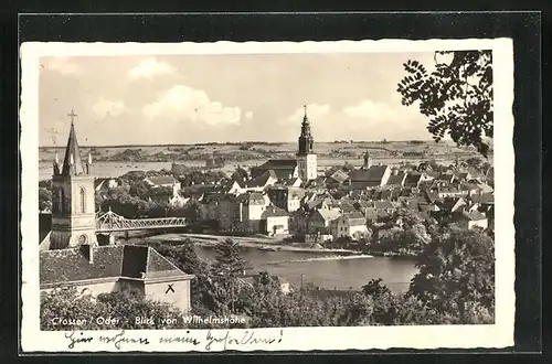 AK Crossen / Krosno Odrz, Panorama von der Wilhelmshöhe