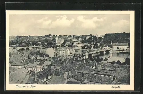 AK Crossen / Krosno Odrz, Stadtblick von der Bergseite