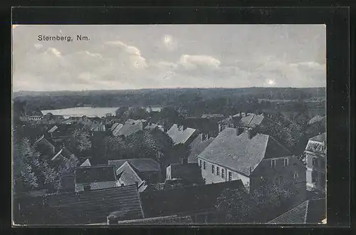 AK Sternberg, Ortsansicht aus der Vogelschau