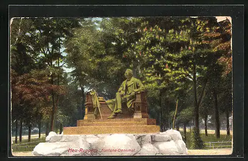 AK Neu-Ruppin, Fontane-Denkmal
