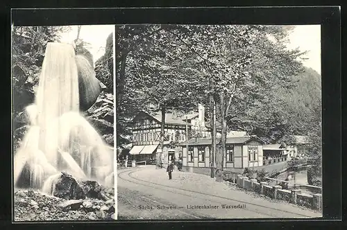 AK Bad Schandau / Sächs. Schweiz, Lichtenhainer Wasserfall