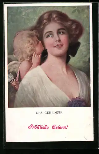 AK Das Geheimnis, Amor flüstert einem Fräulein ins Ohr