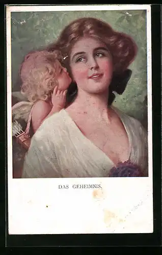 AK Das Geheimnis, Amor flüstert einem Fräulein ins Ohr