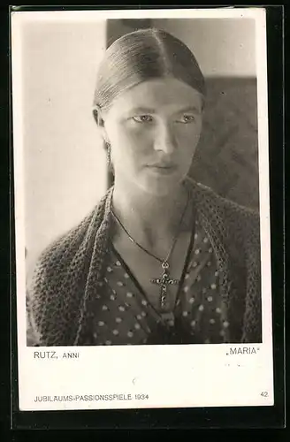 AK Oberammergau, Jubiläums-Passionsspiele 1934, Anni Rutz als Maria