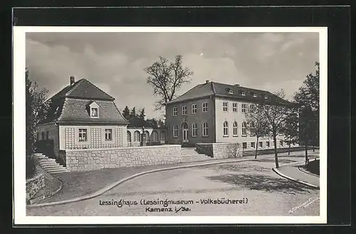AK Kamenz i. Sa., Lessinghaus, Lessingmuseum u. Volksbücherei