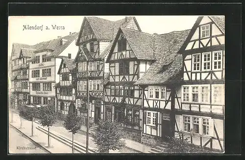 AK Allendorf a. Werra, Kirchstrasse mit Hotel von Karl Hildebrandt