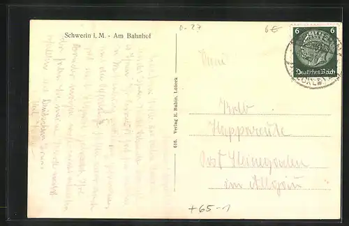 AK Schwerin i. M., am Bahnhof