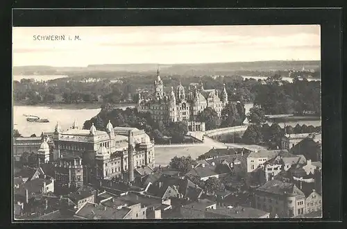 AK Schwerin i. M., Gesamtansicht mit Schloss