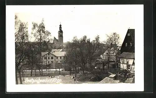 AK Pretzschendorf / Erzgeb., Teilansicht mit Kirche