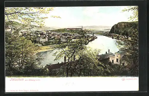 AK Tetschen-Bodenbach / Decin, Panoramablick vom Obergrund