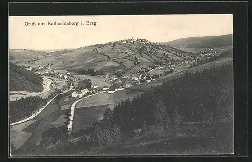 AK Katharinaberg / Erzgeb., Panoramablick vom Berg