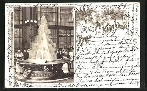 Lithographie Karlsbad, Sprudel-Springer