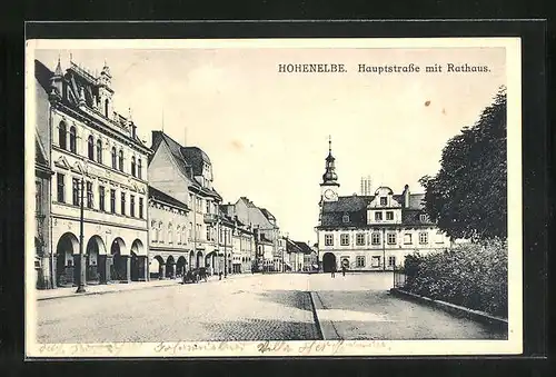AK Hohenelbe / Vrchlabi, Hauptstrasse mit Rathaus
