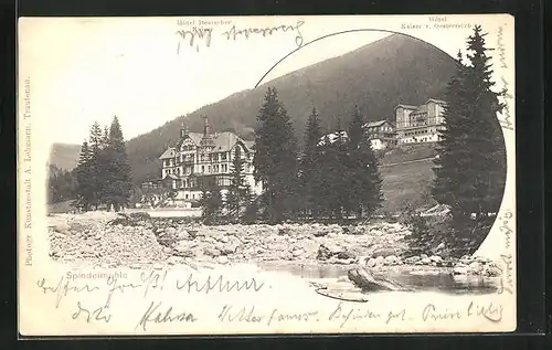 AK Spindelmühle / Spindleruv Mlyn, Hotel Deutscher Kaiser, Hotel Kaiser v. Oesterreich