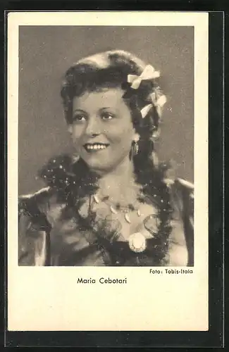AK Opernsängerin Maria Cebotari mit lächelndem Gesicht