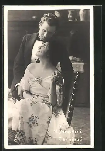 AK Opernsänger M. Jacobini & T. Carminati in einer Bühnenszene