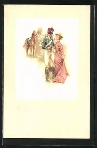 AK Soldat im Gespräch mit einer junge Frau, Befreiungskriege