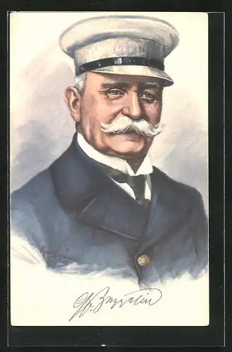 Künstler-AK Portrait Graf von Zeppelin in Uniform