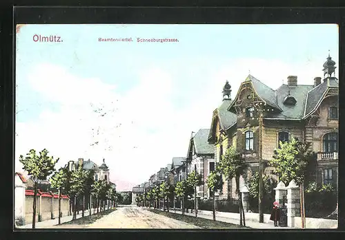 AK Olmütz, Schneeburgstrasse im Beamtenviertel