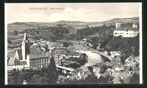 AK Rosenberg / Böhmerwald, Panoramablick aus der Vogelschau