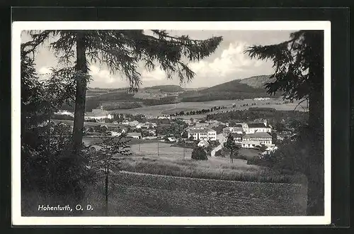 AK Hohenfurth, Panoramablick vom Berg