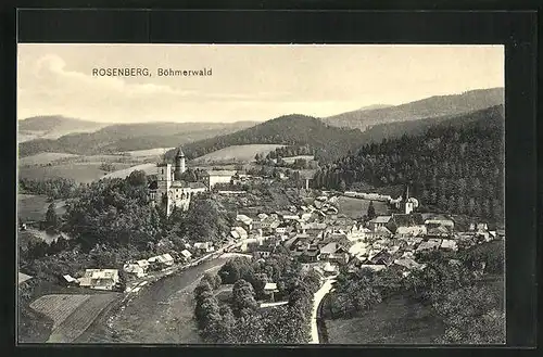 AK Rosenberg / Böhmerwald, Panoramablick aus der Luft
