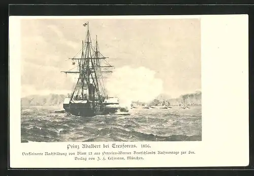 AK Militärschiff Prinz Adalberg bei Tresforcas, 1856