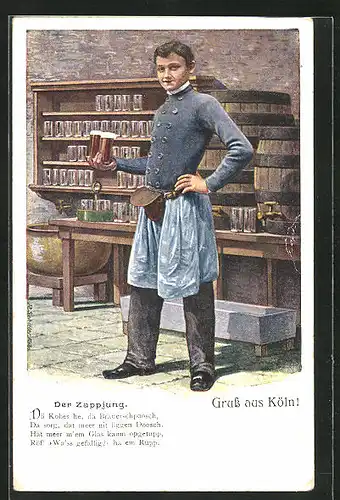 Künstler-AK Köln, Der Zapjung mit Biergläsern
