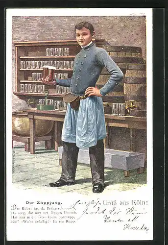 Künstler-AK Köln, Der Zapjung mit Biergläsern