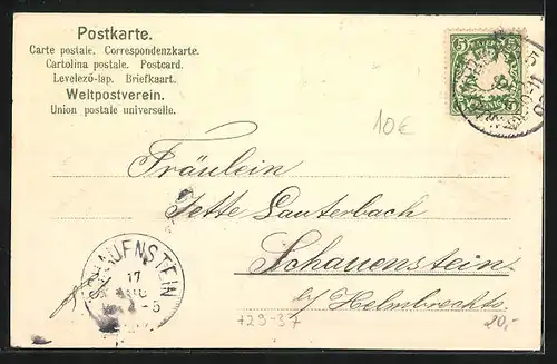 Passepartout-Lithographie Nürnberg, Partie an der Pegnitz, Wappen