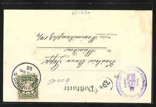 Passepartout-Lithographie Nürnberg, Kaiserstallung, Wappen