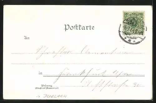 Vorläufer-Lithographie Durlach, 1894, Turmberg