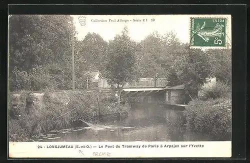 AK Longjumeau, Le Pont du Tramway de Paris a Arpajon sur l`Yvette
