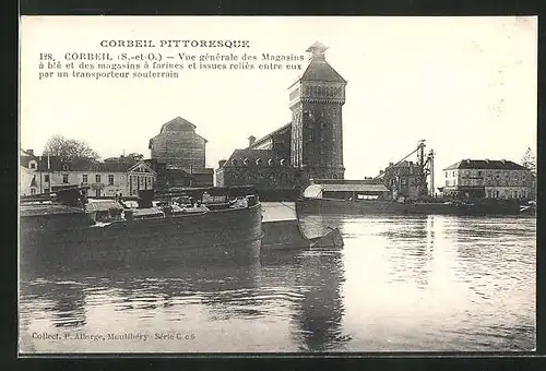 AK Corbeil, Pittoresque, Vue generale des Magasins