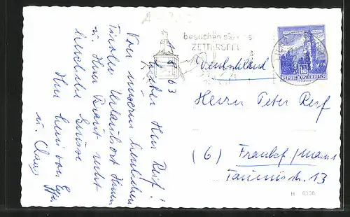 AK Hinterbichl, Ortsansicht im Tal mit dem Hotel Wiener Sängerknaben