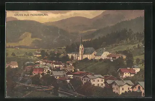 AK Fieberbrunn, Gesamtansicht mit Blick zur Kirche