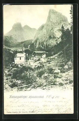 AK Hinterbärnbad im Kaisergebirge, an der kleinen Kapelle