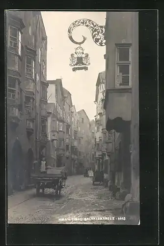 AK Hall i. Tirol, Servatorgasse, Häuserzeile