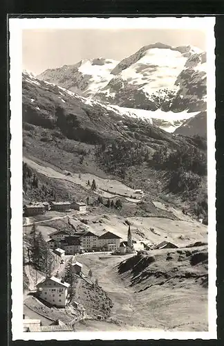 AK Obergurgl in Tirol, Blick auf das Gletscherdorf mit Schalfkogl