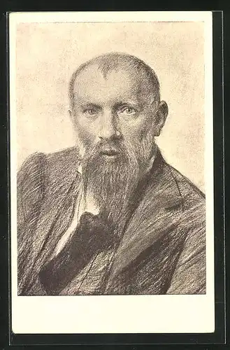 Künstler-AK Jaroslav Vrchlicky, Portrait des Dichters von Maler Max Svabinsky