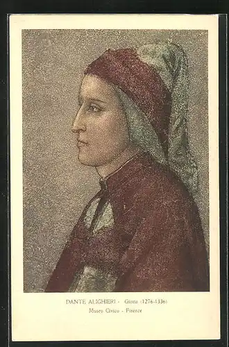 AK Firenze, Museo Civico, Dante Alighieri, Portrait von der Seite